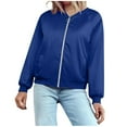 thumbnail image 1 of jtjvou Women's Jacket Lightweight Zip Up Jacket Casual Striped Jacket Coat Outerwear Windbreaker with Pockets Blue L, 1 of 8