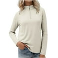 thumbnail image 1 of jtjvou Women's Jacket Pullover Solid Color Long Sleeve Soft Stretch Jacket Casual Zip Up Fashion Outdoor Coat With PocketsWhite XXL, 1 of 6