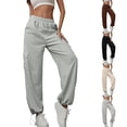 thumbnail image 1 of jtjvou Women's Joggers Sweatpants Athletic Workout Running Baggy Lounge Pants Casual High Waisted Loose Pnats with Pockets Beige L, 1 of 6