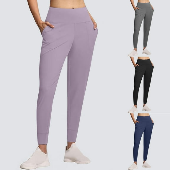 jtjvou Women's Joggers with Pockets Lightweight Soft Workout Athletic Pants for Camping Yoga Running Black L