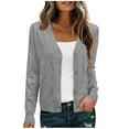 thumbnail image 1 of jtjvou Women's Knit Cardigans Long Sleeve Lightweight Button Down Sweaters Business Casual Cropped Open Front Cardigan Gray L, 1 of 5