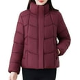 thumbnail image 1 of jtjvou Women's Lightweight Down Coat Long Sleeve Full Zipper Oversized Packable Short Puffer Jackets Red XXXL, 1 of 8