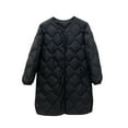 thumbnail image 1 of jtjvou Women's Lightweight Snap Button Quilted Puffer Jackets Winter Warm Overcoat Casual Collarless Midi Length Padded Coats for Women Black,XXL, 1 of 4