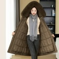 thumbnail image 1 of jtjvou Women's Long Parka with Faux Fur Hood Thicken Puffer Jacket Snow Padded Coat Winter Warm Coats Zip Up Hooded Jackets Brown XXXL, 1 of 5