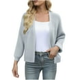 thumbnail image 1 of jtjvou Women's Long Sleeve Open Front Knit Cropped Cardigan Sweaters Casual Drop Shoulder Short Shrugs Sweater Coats Gray Free Size, 1 of 4
