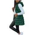 thumbnail image 1 of jtjvou Women's Long Winter Fashion Vest Solid Color Sleeveless Hood Winter Puffer Vest With Pockets Outwear Green S, 1 of 8