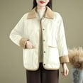 thumbnail image 1 of jtjvou Women's Long-sleeved Lapel Button Fashion Jacket Casual Loose Fit Stylish Outfit Comfortable for Daily Wear Work Travel Shopping Street Beige M, 1 of 5