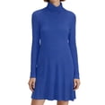 thumbnail image 1 of jtjvou Women's Mini Dress Elegant Long Sleeve Turtleneck A Line Summer Dresses Comfy Solid Color Fashion Dress Blue XXL, 1 of 6