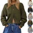 thumbnail image 1 of jtjvou Women’s Open Front Cardigan Sweaters Long Sleeve Button Down Knit Jackets Coat Cropped Cute Tops Fall Outerwear Green L, 1 of 7