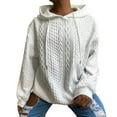 thumbnail image 1 of jtjvou Women's Plus Size Hoodies Drawstring Long Sleeve Drop Shoulder Textured Pullover Sweatshirt White XL, 1 of 6