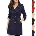 thumbnail image 1 of jtjvou Women's Plus Size Trench Coat Double-Breasted Waterproof Lapel Overcoat Stylish Pea Coat with Detachable Hood Black L, 1 of 6