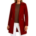 thumbnail image 1 of jtjvou Women's Plus Size Wool Dress Coat Double Breasted Pea Coats Long Trench Coat Red XL, 1 of 7