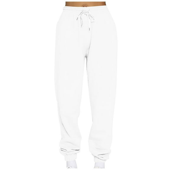 jtjvou Women's Plush Pajama Pants - Fluffy Soft Fleece Warm Pjs Bottoms Drawstring Fuzzy Winter Sleepwear Lounge Pants White M