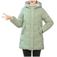 thumbnail image 1 of jtjvou Women's Quilted Puffer Jackets with Hood Winter Thicken Warm Parke Jacket Fashion Long Sleeve Coat with Pockets Green L, 1 of 1
