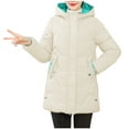 thumbnail image 1 of jtjvou Women's Quilted Puffer Jackets with Hood Winter Thicken Warm Parke Jacket Fashion Long Sleeve Coat with Pockets White L, 1 of 1