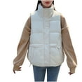 thumbnail image 1 of jtjvou Women's Quilted Puffer Vest Sleeveless Lightweight Packable Zip Up Jacket Winter Warm Hooded Coat Outwear with Pocket White XXL, 1 of 4