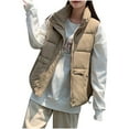 thumbnail image 1 of jtjvou Women's Quilted Puffer Vest Sleeveless Lightweight Packable Zip Up Jacket Winter Warm Hooded Coat Outwear with Pocket Yellow XL, 1 of 4