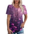 thumbnail image 1 of jtjvou Women's Round Neck Pullover Floral Tees Short Sleeve Blouse Going out Tops for Teen Trendy Fashion Casual Loose Summer Multicolor,S, 1 of 5