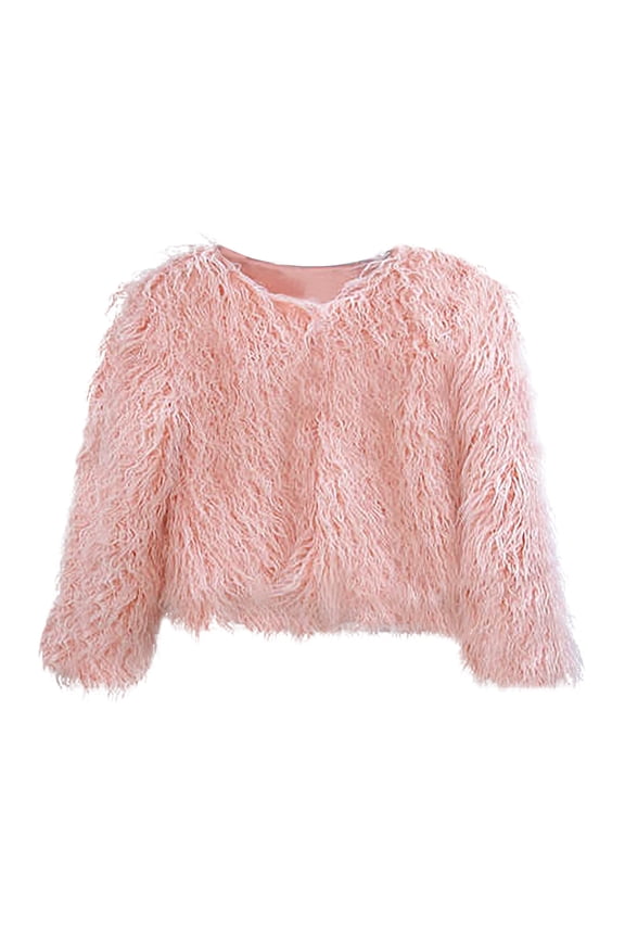Women's Shaggy Faux Fur Outwear Coat Jacket Long Sleeve Warm Winter for Women Pink,M