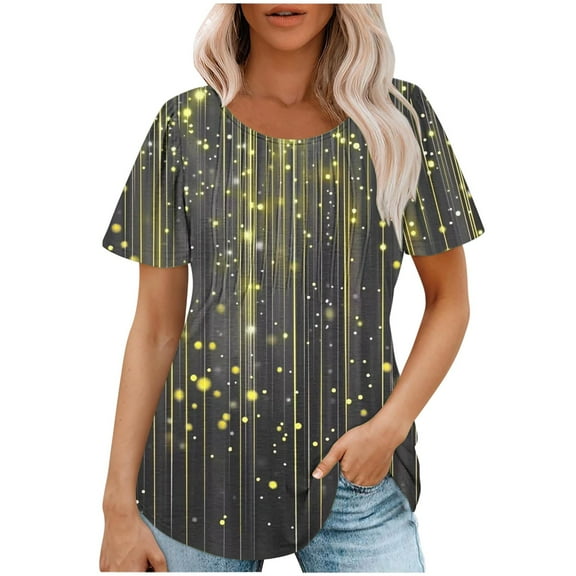 jtjvou Women's Short Sleeve Pullover Crewneck Tees Going out Tops for Teen Floral Tops Casual Loose Summer Trendy Fashion Multicolor,XXL