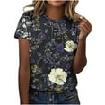 thumbnail image 1 of jtjvou Women's Short Sleeve Tuinc Crewneck Tuinc Lady Trendy Fashion Going out Tops for Teen Floral Pullover Summer Plus Size Multicolor,XXXXL, 1 of 5