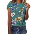 thumbnail image 1 of jtjvou Women's Short Sleeve Tuinc Round Neck Pullover Trendy Fashion Floral Pullover Summer Oversize Lady Going out Tops for Teen Multicolor,L, 1 of 5