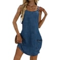 thumbnail image 1 of jtjvou Women's Sleeveless Denim Overall Dress Casual Vintage Loose Fit Mini Dress with Pockets Blue XL, 1 of 7