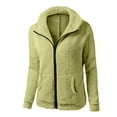 thumbnail image 1 of jtjvou Women's Solid Color Polo Sweater Long Sleeve Hooded Casual Jacket Comfortable Soft Stylish Casual V Neck Trendy Elegant Coat Great for Indoor Outdoor Wear Fashion Unique Everyday Green XL, 1 of 2