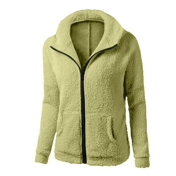 jtjvou Women's Solid Color Polo Sweater Long Sleeve Hooded Casual Jacket Comfortable Soft Stylish Casual V Neck Trendy Elegant Coat Great for Indoor Outdoor Wear Fashion Unique Everyday Green XL