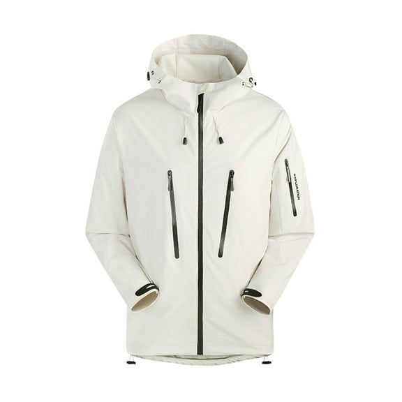 jtjvou Women's Solid Color Windbreaker Jacket Submachine Jacket Long Sleeved Hooded Casual Jacket White XXXXL