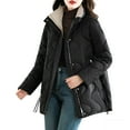 thumbnail image 1 of jtjvou Women's Spring Winter Mid-Length Down Cotton Jacket Korean Stand Collar Windproof Parkas Black XL, 1 of 3