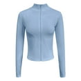 thumbnail image 1 of jtjvou Women's Stretchy Running Track Jackets Cropped Lightweight Slim Fit Athletic Tops with Thumb Holes Full Zip for Women Blue,L, 1 of 6