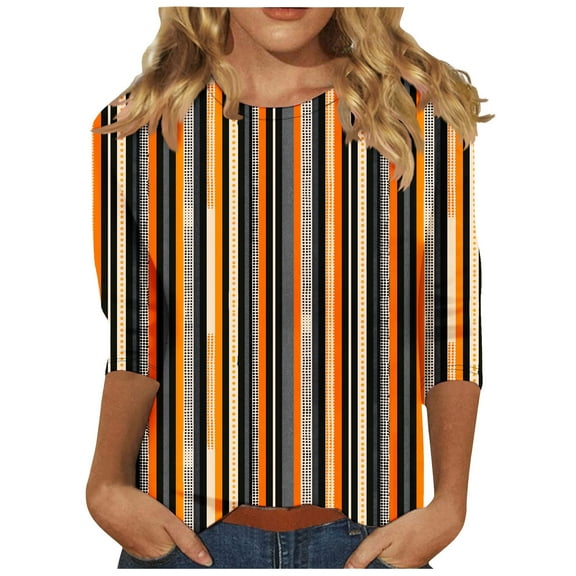 jtjvou Women's Summer 3/4 Sleeve Blouse Oversize Trendy Fashion Lady Going out Tops for Teen Round Neck Blouse Floral Tees Multicolor,XXXL