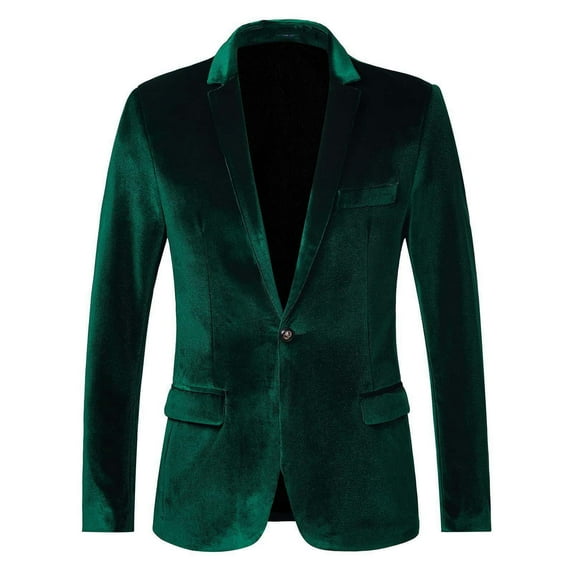 jtjvou Women's Velvet Suit Blazer Jacket Winter Vintage Office Work Long Sleeve Button Tailored Jacket Oversized Green XL