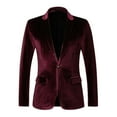 thumbnail image 1 of jtjvou Women's Velvet Suit Blazer Jacket Winter Vintage Office Work Long Sleeve Button Tailored Jacket Oversized Wine XXL, 1 of 2