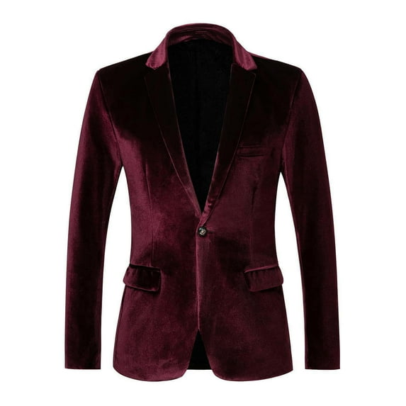 jtjvou Women's Velvet Suit Blazer Jacket Winter Vintage Office Work Long Sleeve Button Tailored Jacket Oversized Wine XXL