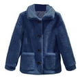 thumbnail image 1 of jtjvou Women's Winter Faux Fur Coats Long Sleeve Lapel Button Down Pockets Fleece Jacket Casual Trendy Outerwear Blue L, 1 of 5
