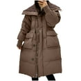 thumbnail image 1 of jtjvou Women's Winter Long Puffer Coats Zip Up Casual Thickened Down Jackets Trendy Warm Overcoat with Pockets Yellow S, 1 of 4