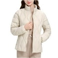 thumbnail image 1 of jtjvou Women's Winter Warm Jacket Fashion Solid Color Stand Collar Long Sleeves Lightweight Down Cotton Parkas Jacket Beige XXL, 1 of 6