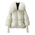 thumbnail image 1 of jtjvou Women's Winter Warm Long Sleeve Loose Thicken Down Jackets - Zipper Casual Coats White XL, 1 of 3