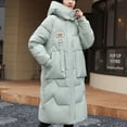 thumbnail image 1 of jtjvou Women's Winter Warm Puffer Padded Coats Quilted Lightweight Hooded Long Jackets Casual Baggy Outwear Trendy 2025 Green M, 1 of 5
