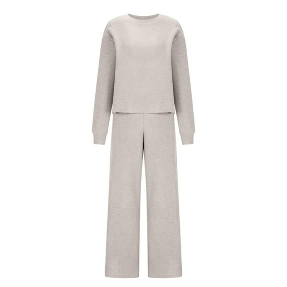 jtjvou Womens 2 Piece Lounge Sets Wide Leg Tracksuit Casual Sweatsuits Matching Set 2025 Fall Clothes Trendy Outfits Beige M