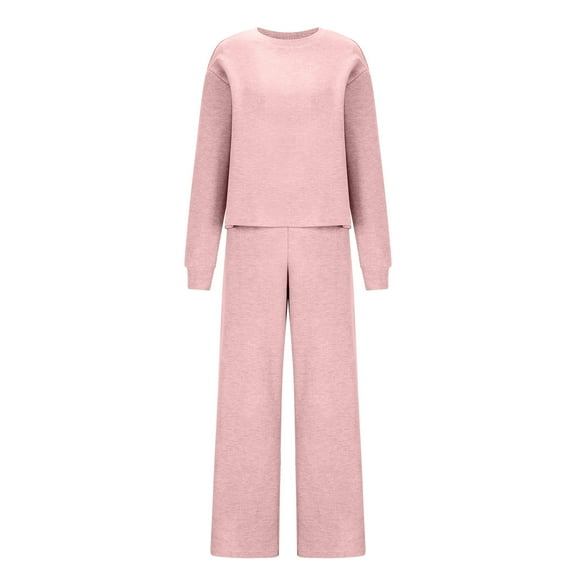 jtjvou Womens 2 Piece Lounge Sets Wide Leg Tracksuit Casual Sweatsuits Matching Set 2025 Fall Clothes Trendy Outfits Pink L