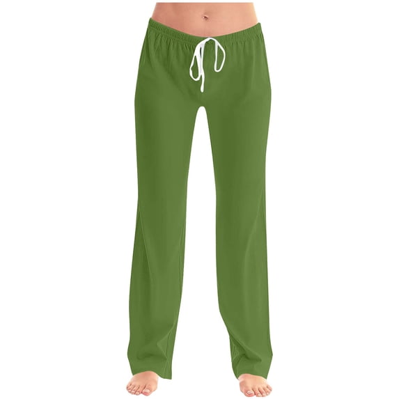 jtjvou Womens Athletic Pants Straight Leg Lounge Trousers High Waisted Drawstring Soft Comfy Yoga Sweatpants with Pockets Green S