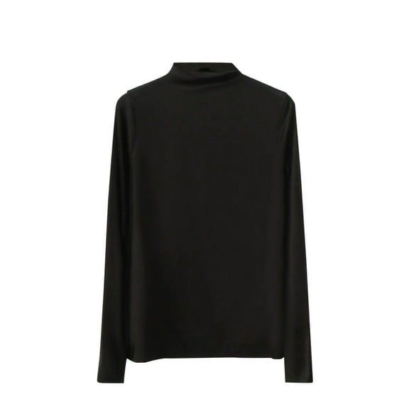 jtjvou Womens Basic Tee Turtleneck Long Sleeve Pullover Shirt Thin Solid Lightweight Top Casual Loose Bottoming Shirt,Black,XL