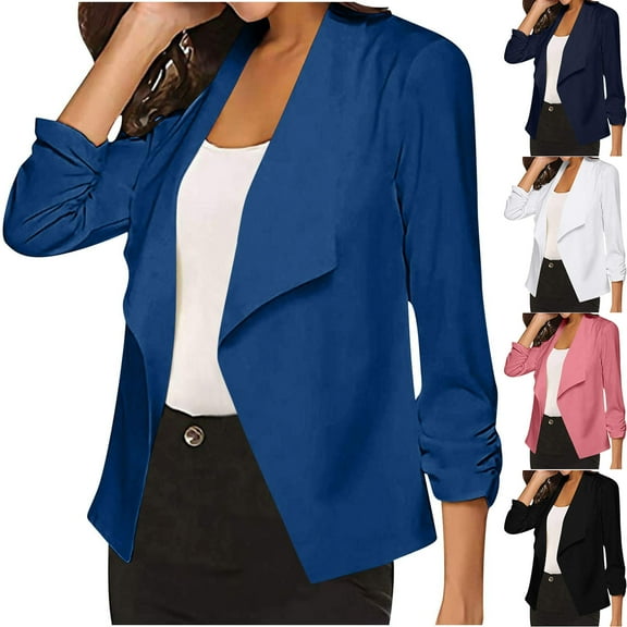 jtjvou Womens Blazer Dressy Long Sleeve Open Front Blazers Fashion Office Work Suit Business Loose Fit Suits Black L