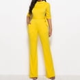 thumbnail image 1 of jtjvou Womens Casual Loose Short Sleeve Mock Neck Jumpsuits Dressy Tie Waist Belted Wide Leg Long Pants Collar Formal Rompers Yellow S, 1 of 5