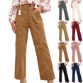 thumbnail image 1 of jtjvou Womens Casual Winter Straight Leg Elastic Waist Corduroy Pants with Pockets Black L, 1 of 9