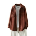 thumbnail image 1 of jtjvou Womens Corduroy Shirt Long Sleeve Oversized Button Up V Neck Blouses Tops Loose Shacket Jacket Brown L, 1 of 9
