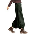 thumbnail image 1 of jtjvou Womens Corduroy Wide Leg Pants Casual Loose Baggy Drawstring Pants Side Split Clothes with Pockets Green XXL, 1 of 8